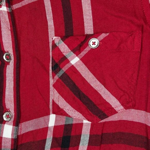 GUESS Plaid Button Up Long Sleeve Button Pockets at Chest Shirt Viscose Size XS - Picture 11 of 13